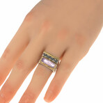 Konstantino // Sterling Silver + 18k Yellow Gold + Pink Mother of Pearl Ring Stack // Stack of 3 // Ring Size: 6 // Store Display