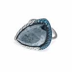 John Hardy // Classic Chain Sterling Silver + Blue Topaz Ring // Ring Size: 6 // Store Display