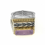 Konstantino // Sterling Silver + 18k Yellow Gold + Pink Mother of Pearl Ring Stack // Stack of 3 // Ring Size: 6 // Store Display
