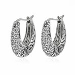 John Hardy // Classic Chain Sterling Silver + Diamond Huggie Hoop Earrings // Store Display