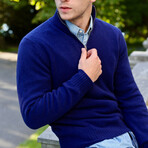 Lambswool Quarter-Zip Pullover Sweater // Navy (Small)