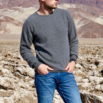 Cashmere-Wool Blend Crew Neck Sweater // Gray (Small)