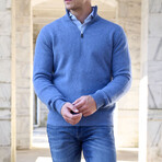 Lambswool Quarter-Zip Pullover Sweater // Light Blue (Small)