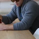 Lambswool Shawl Collar Cardigan // Gray (Small)