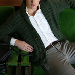 Lambswool Shawl Collar Cardigan // Rosemary (Small)