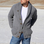 Lambswool Shawl Collar Cardigan // Gray (Small)