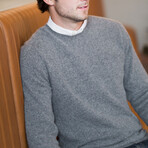 Cashmere-Wool Blend Crew Neck Sweater // Gray (Small)