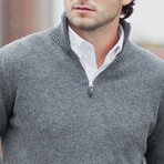 Lambswool Quarter-Zip Pullover Sweater // Gray (Small)