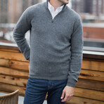 Lambswool Quarter-Zip Pullover Sweater // Gray (Small)