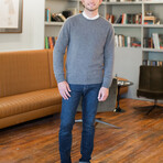 Cashmere-Wool Blend Crew Neck Sweater // Gray (Small)