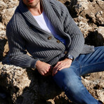 Lambswool Shawl Collar Cardigan // Gray (Small)