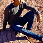 Cashmere-Wool Blend Crew Neck Sweater // Gray (Small)