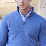 Lambswool Quarter-Zip Pullover Sweater // Light Blue (Small)