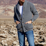 Lambswool Shawl Collar Cardigan // Gray (Small)