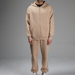 Peter Oversize Zip Hoodie // Light Brown (S)