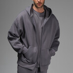 Oscar Oversize Zip Hoodie // Dark Gray (S)