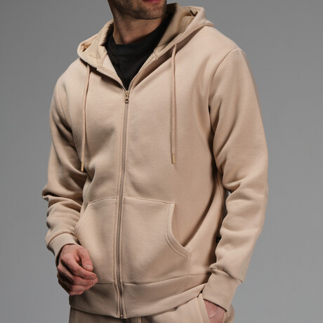 Joseph Zip Hoodie // Light Brown (S)