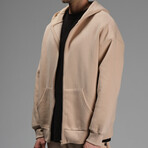 Peter Oversize Zip Hoodie // Light Brown (S)