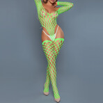 Alluring Fishnet Bodysuit // Neon Green