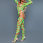 Alluring Fishnet Bodysuit // Neon Green