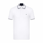 Jose Short Sleeve Polo Shirt // White + Navy (2XL)