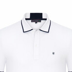 Jose Short Sleeve Polo Shirt // White + Navy (M)
