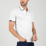 Jose Short Sleeve Polo Shirt // White + Navy (2XL)