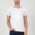 Jose Short Sleeve Polo Shirt // White + Navy (3XL)