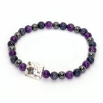 Dell Arte // 3 Stone Beads + 925 Sterling Silver Inserts Bracelet // Multicolor