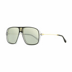 Givenchy // Unisex Square Aviator Shield Sunglasses // Black, Transparent, Gold + Silver Mirror