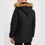 Fur Hood Coat // Black (M)