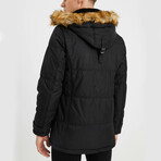 Fur Hood Coat // Black (XL)