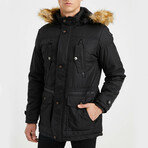Fur Hood Coat // Black (M)