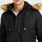 Fur Hood Coat // Black (L)