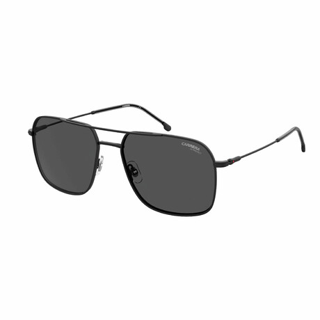 Carrera // Men's Metal Titanium Square Pilot Sunglasses // Matte Black + Gray