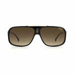 Carrera // Unisex Acetate Full Rim Rectangular Sunglasses // Black + Brown Shaded