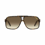 Carrera // Men's  Plastic Large Full Rim Rectangle Sunglasses // Havana + Brown Shaded