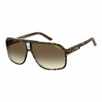 Carrera // Men's  Plastic Large Full Rim Rectangle Sunglasses // Havana + Brown Shaded