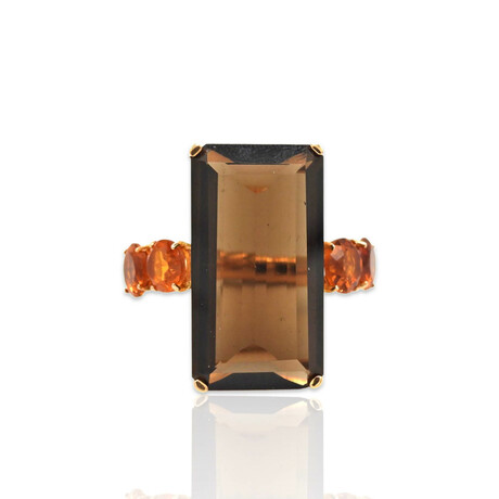 Superoro // 18K Rose Gold Smoky Quartz Ring // Ring Size: 6.5 // Pre-Owned