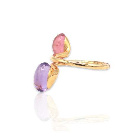 Superoro // 18K Rose Gold Amethyst + Tourmaline Ring // Ring Size: 6.5 // New