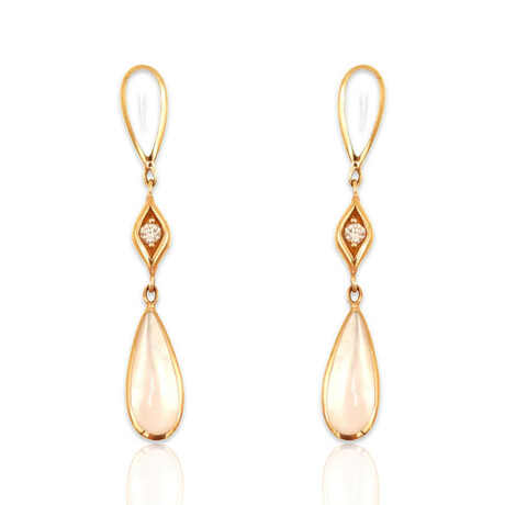 Kabana // 14K Yellow Gold Diamond + White Mother of Pearl Earrings I // Pre-Owned