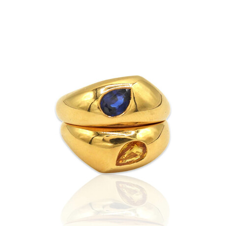 Chaumet // 18K Yellow Gold Blue + Yellow Sapphire Ring // Ring Size: 5.25 // Pre-Owned