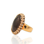 Carla Amorim // 18K Yellow Gold Smoky Quartz + Diamond Ring // Ring Size: 6.5 // Pre-Owned