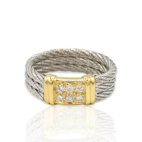Fred Paris // Force 10 18K Yellow Gold 6 Diamond Ring // Ring Size: 4.25 // Pre-Owned