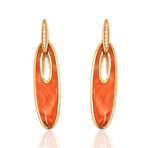 Kabana // 14K Yellow Gold Diamond + Orange Stone Earrings // Pre-Owned