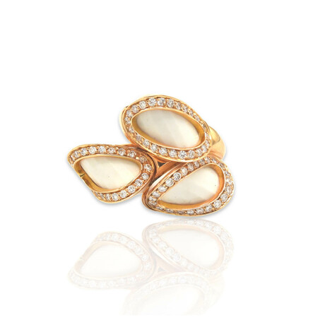 Superoro // 18K Rose Gold Diamond + Chalcedony Ring // Ring Size: 6.75 // New