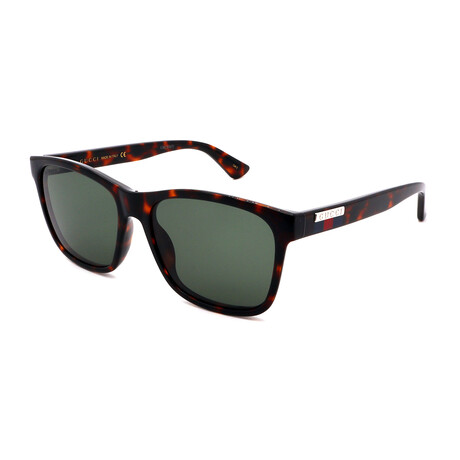Men's GG0746S-003 Rectangular Sunglasses // Havana + Green