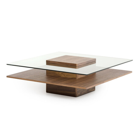 Claire // Modern Walnut and Glass Coffee Table