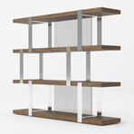 Brewster // Modern Walnut Glass & Stainless Steel Bookshelf