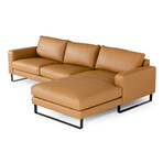 Shimmer // Italian Modern Cognac Right Facing Sectional Sofa